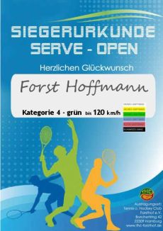 Siegerurkunde der SERVE-OPEN für die serveopen Gewinner